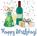 Birthday Hat Wine Wine Bottle And Present Clipart