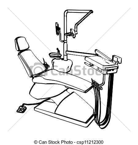 Vector Clipart Of Dentists Chair   Dentists Drill Chair Engraving