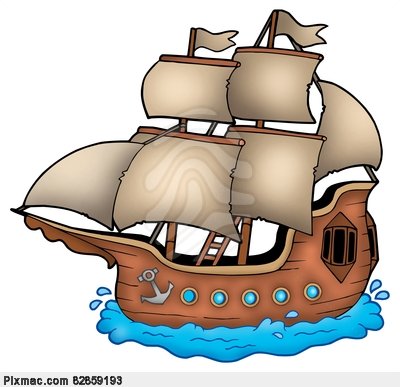Vector Image Of Old Ship On White Background   Color Illustration