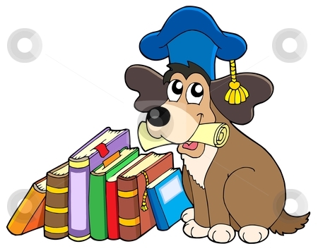Dog Teacher With Books Stock Vector Clipart Dog Teacher With Books