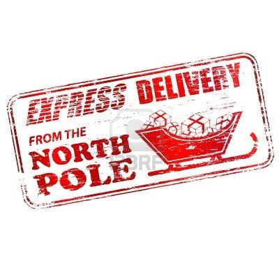Express Delivery From The North Pole Rubber Stamp Illustration