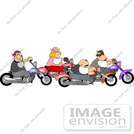 Team Of Bikers On Motorcycles Clipart    12598 By Djart   Royalty Free