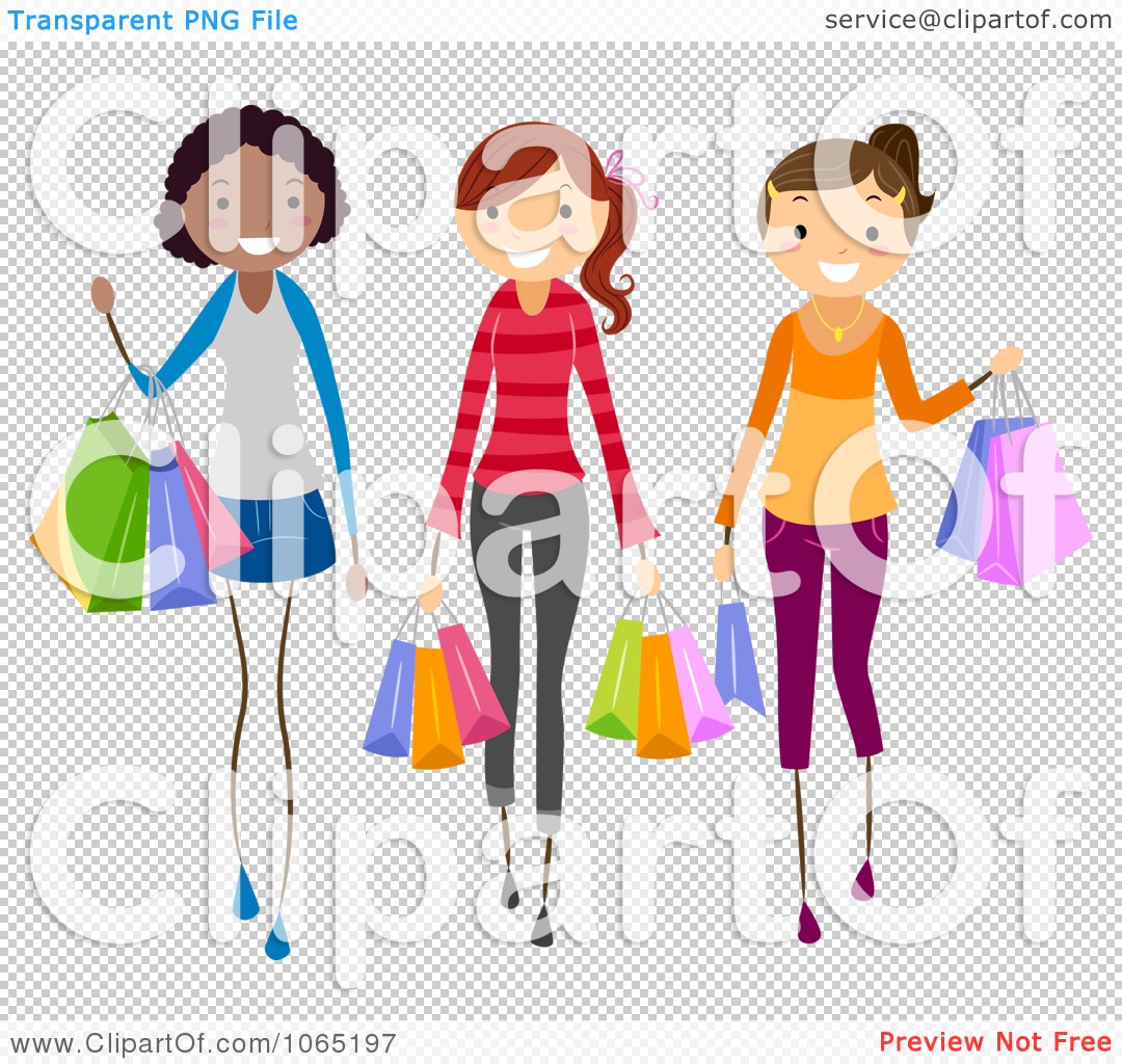 Girl With Shopping Bags Clipart