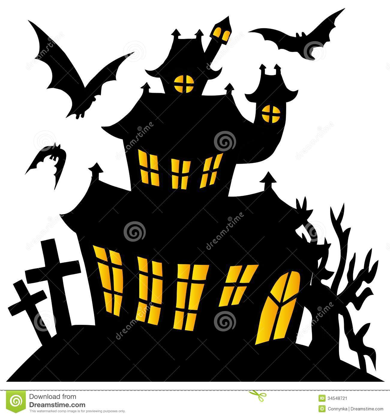 Haunted House Silhouette Silhouette Spooky House Vector Illustration