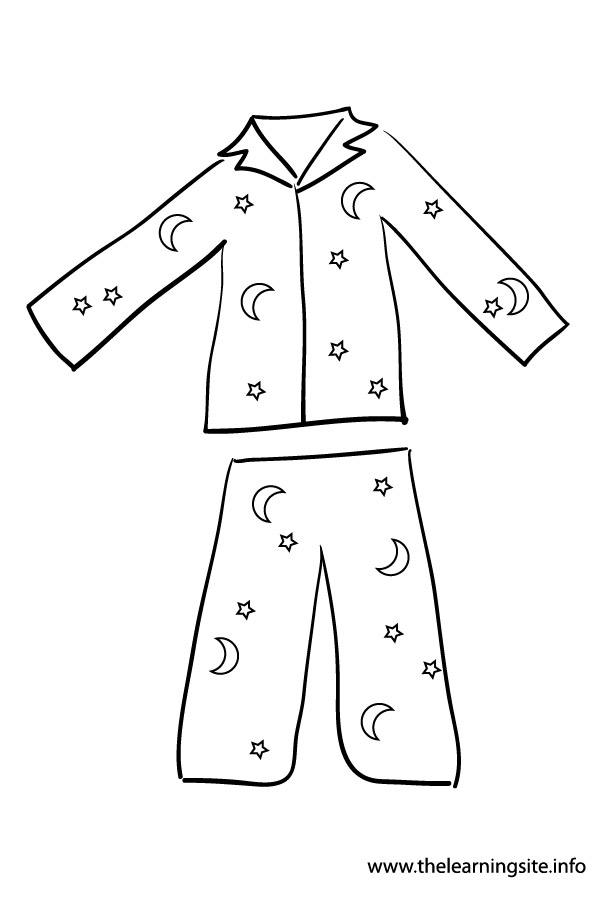 Clip Art Pajamas Colouring Pages