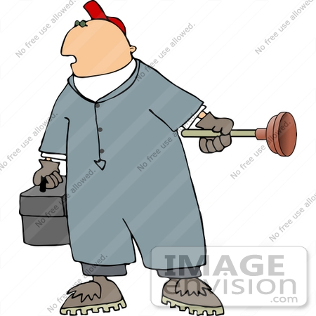 Maintenance Man Clipart Man Plunging A Clogged Toilet