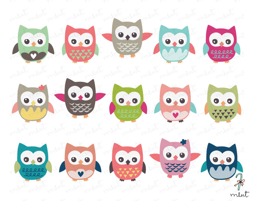 Owl Reading Clip Art Cute Owl Clip Art Set 2 15