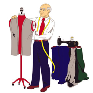 Clip Art Of A Tailor Working On A Garment