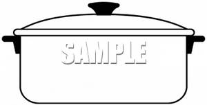 Black And White Clipart Picture Of A Large Pot With A Lid