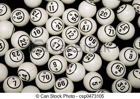 Black And White Bingo Balls With Numbers On A Black Background