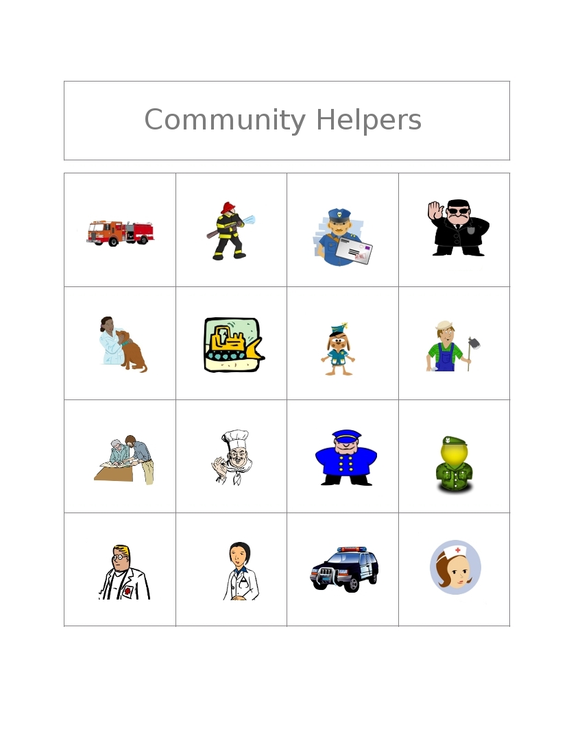 Community Helpers Clipart Black And White Free Bingo Game  Community