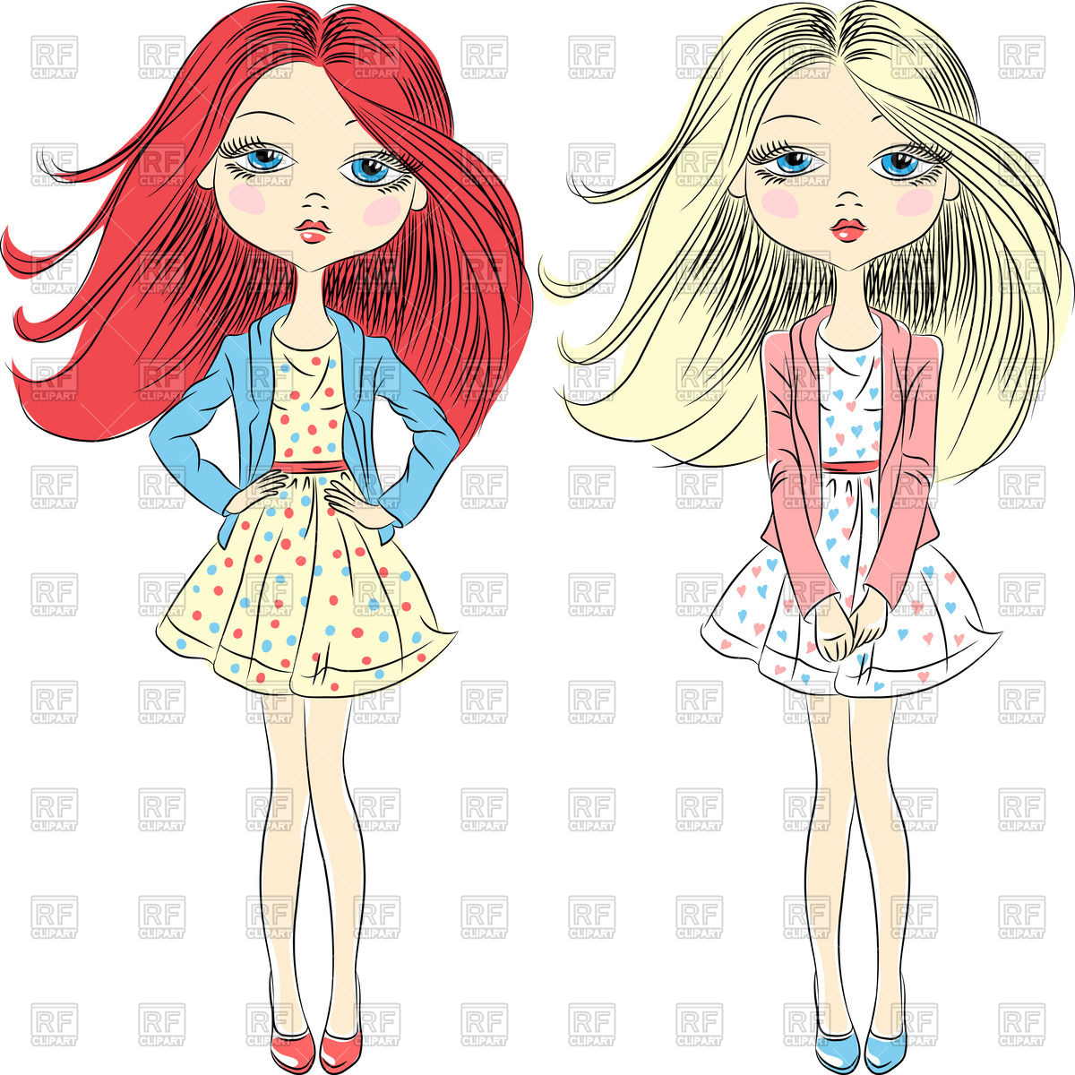Girls In Summer Dress 43923 Download Royalty Free Vector Clipart