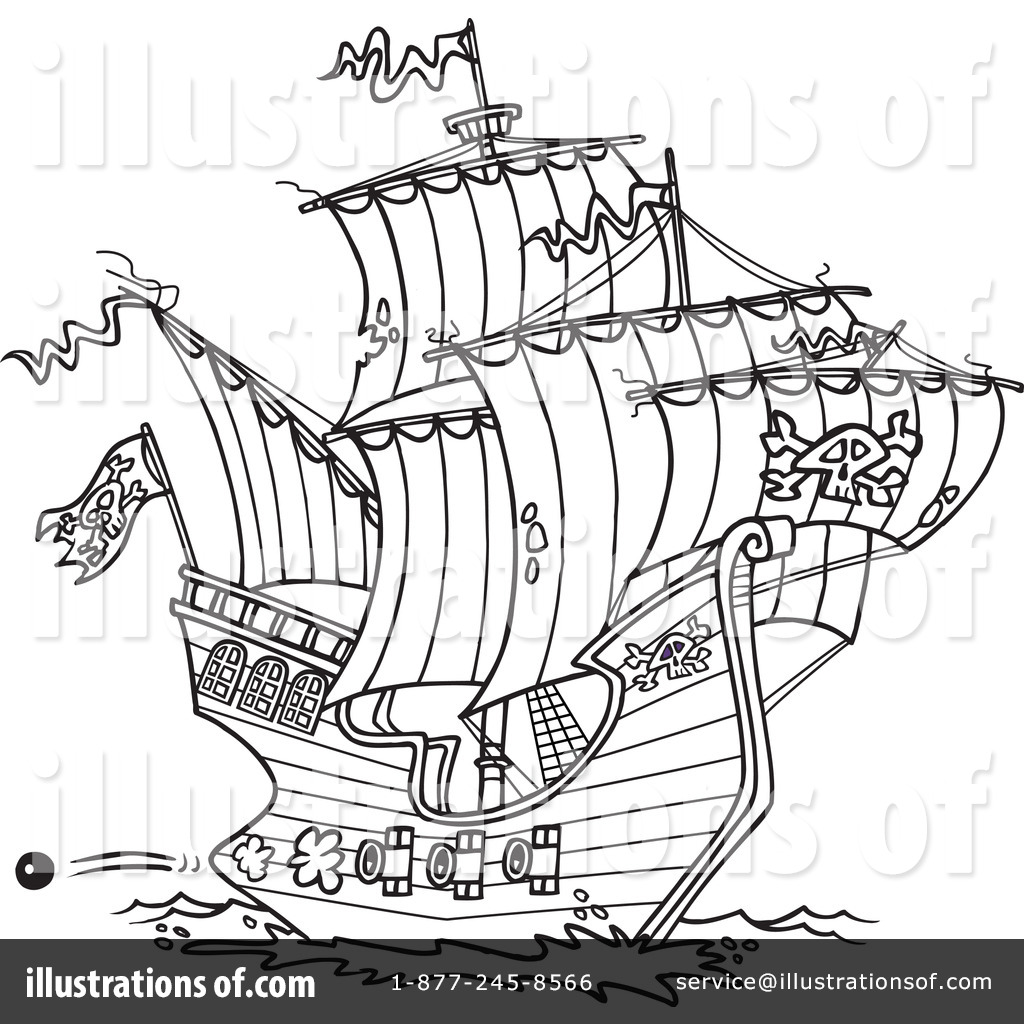 Royalty Free  Rf  Pirate Ship Clipart Illustration By Ron Leishman