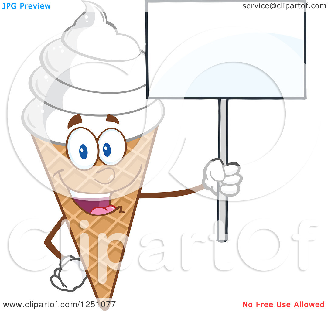 Clipart Of A Waffle Ice Cream Cone Character With Vanilla Frozen