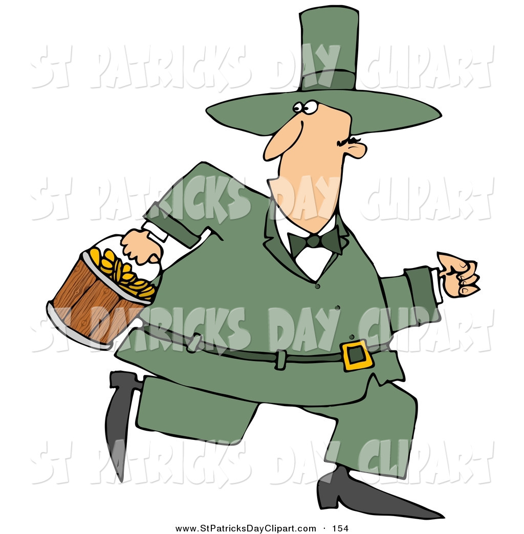 Larger Preview  Clip Art Of An Irish Leprechaun Guy Holding A Sparkler