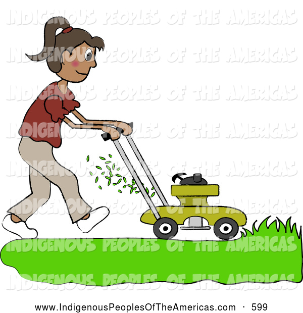 Vector Clipart Of A Girl Mowing A Lawn By Pams Clipart    599
