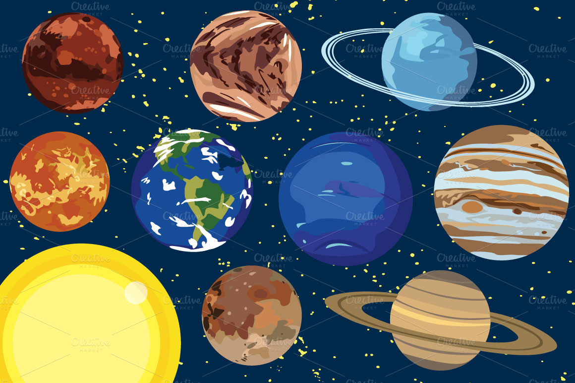 Solar System Planet Vector Clip Art   Illustrations On Creative Market