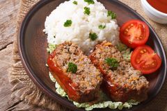 Meat Loaf With Rice On A Plate On A Table Royalty Free Stock Photo