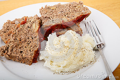Meatloaf And Mashed Potatoes With Fork Stock Photo   Image  34230950
