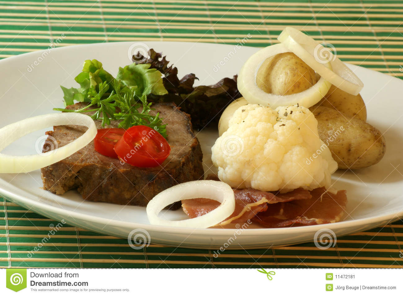 Sliced Meat Loaf With Egetable On A Plate Stock Image   Image