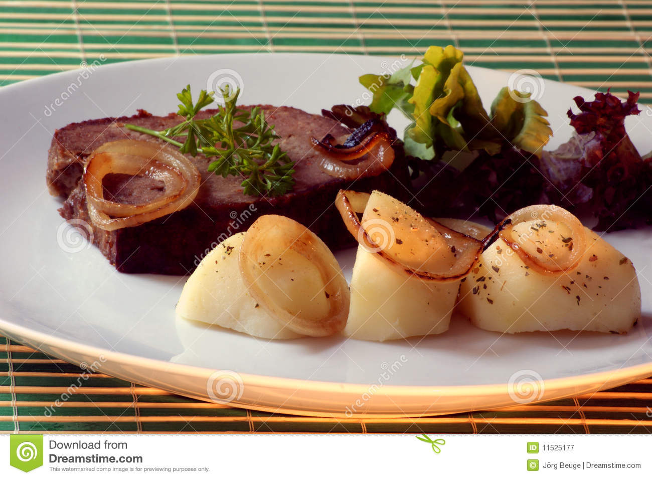 Sliced Meat Loaf With Potato On A Plate Royalty Free Stock Photography