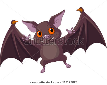 Illustration Of Cute Cartoon Halloween Bat Flying   Stock Vector