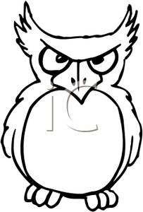 An Owl In Black And White   Royalty Free Clipart Picture