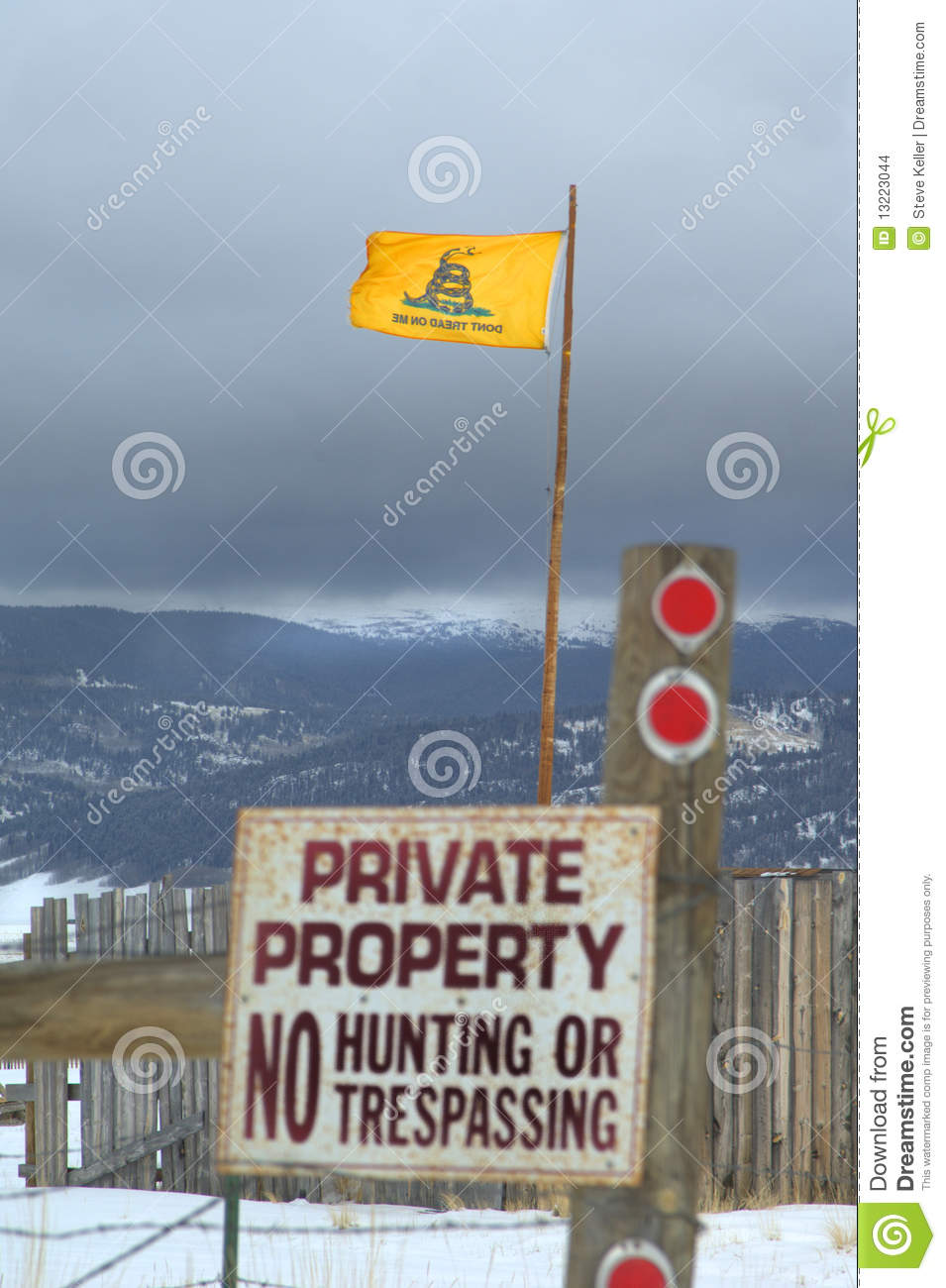 Colorado High Country With Don T Tread On Me Flag And No Tresspassing