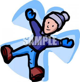 Kid Making A Snow Angel   Royalty Free Clipart Picture