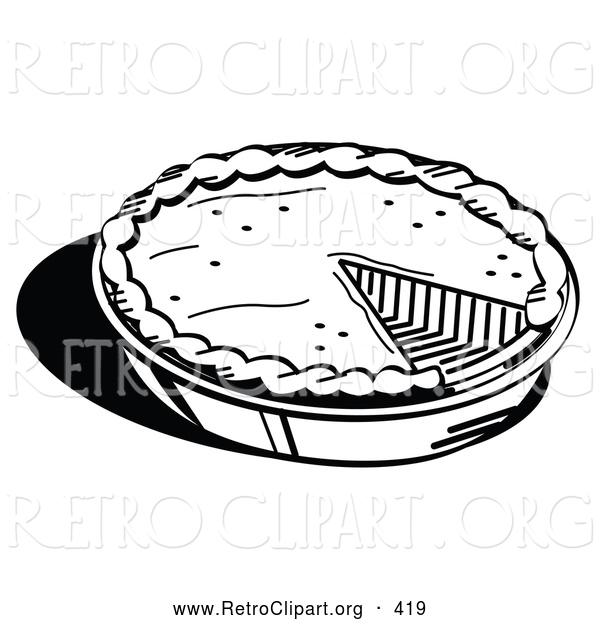 Retro Clipart Of A Black And White Outline Freshly Baked Pumpkin