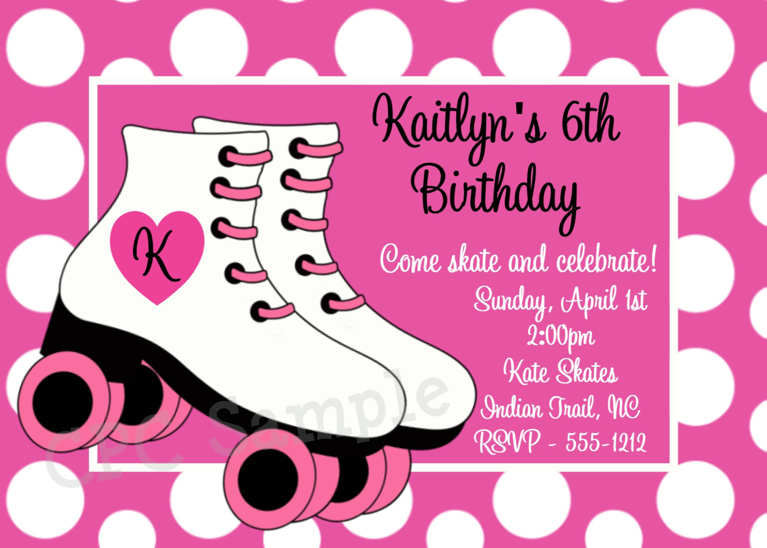 Rollerskating Birthday Invitation Printable Or By Onewhimsychick