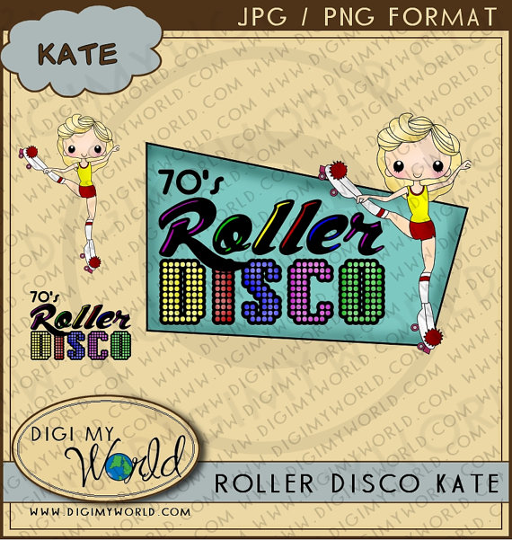 To Disco Roller Skating 1970s Seventies Retro Clipart Images On Etsy