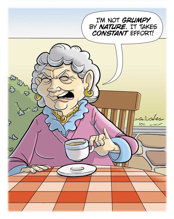 Grumpy Old Lady Cartoon Character