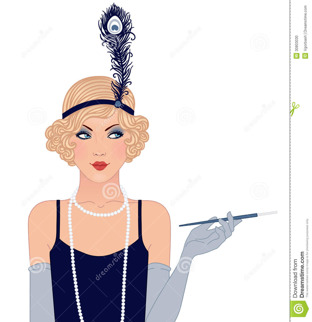 Flapper Girls Set  Young Beautiful Woman Of 1920s  Vintage Style Stock