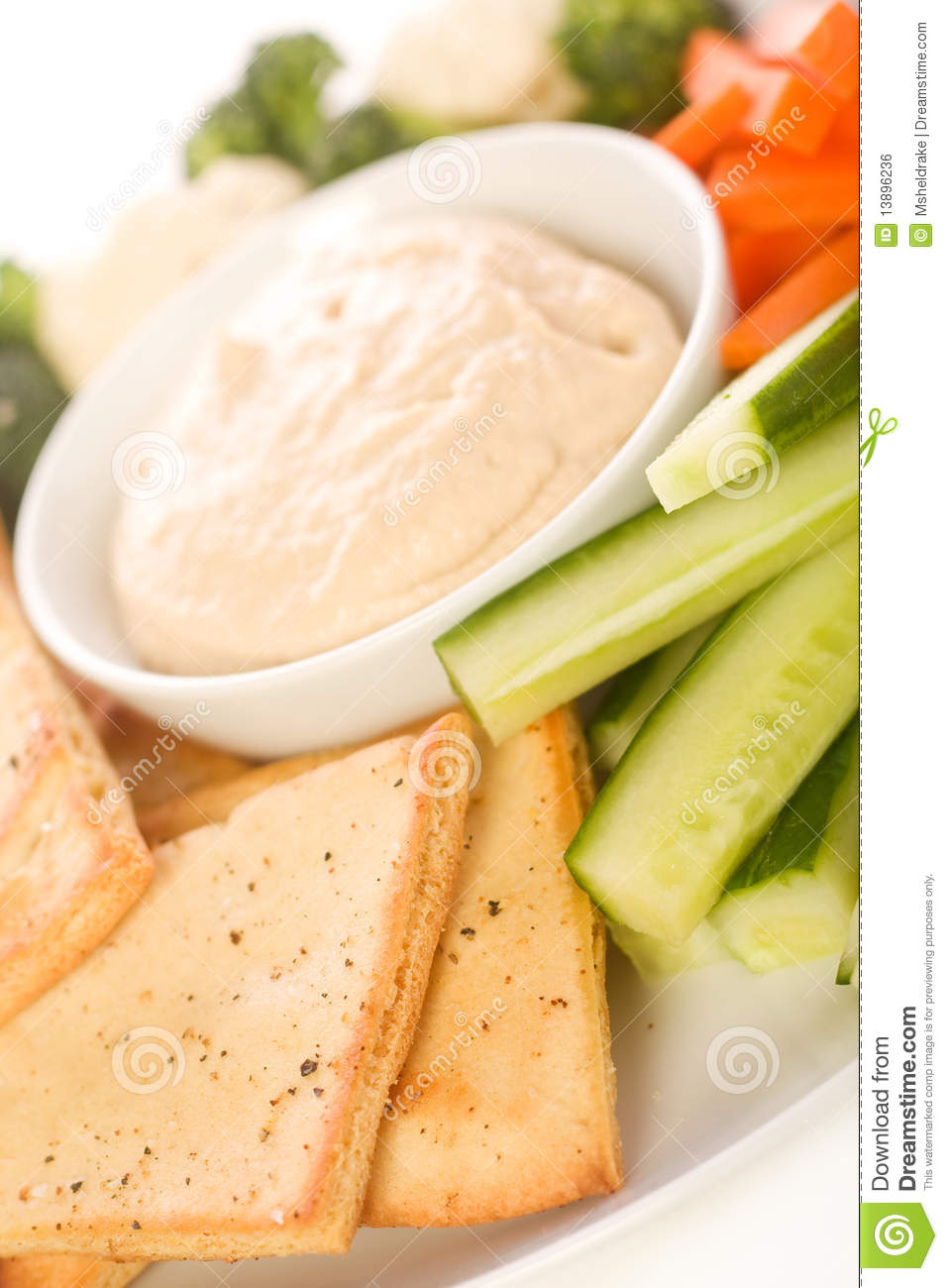 Pita Chips And Fresh Vegetable Make A Healthy Appetizer Or Snack Along