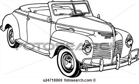 Clip Art Of  1950 Automobile Car Classic Deluxe P 10 Plymouth
