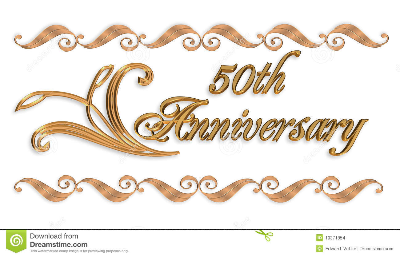 For 50th Wedding Anniversary Party Invitation On White Background