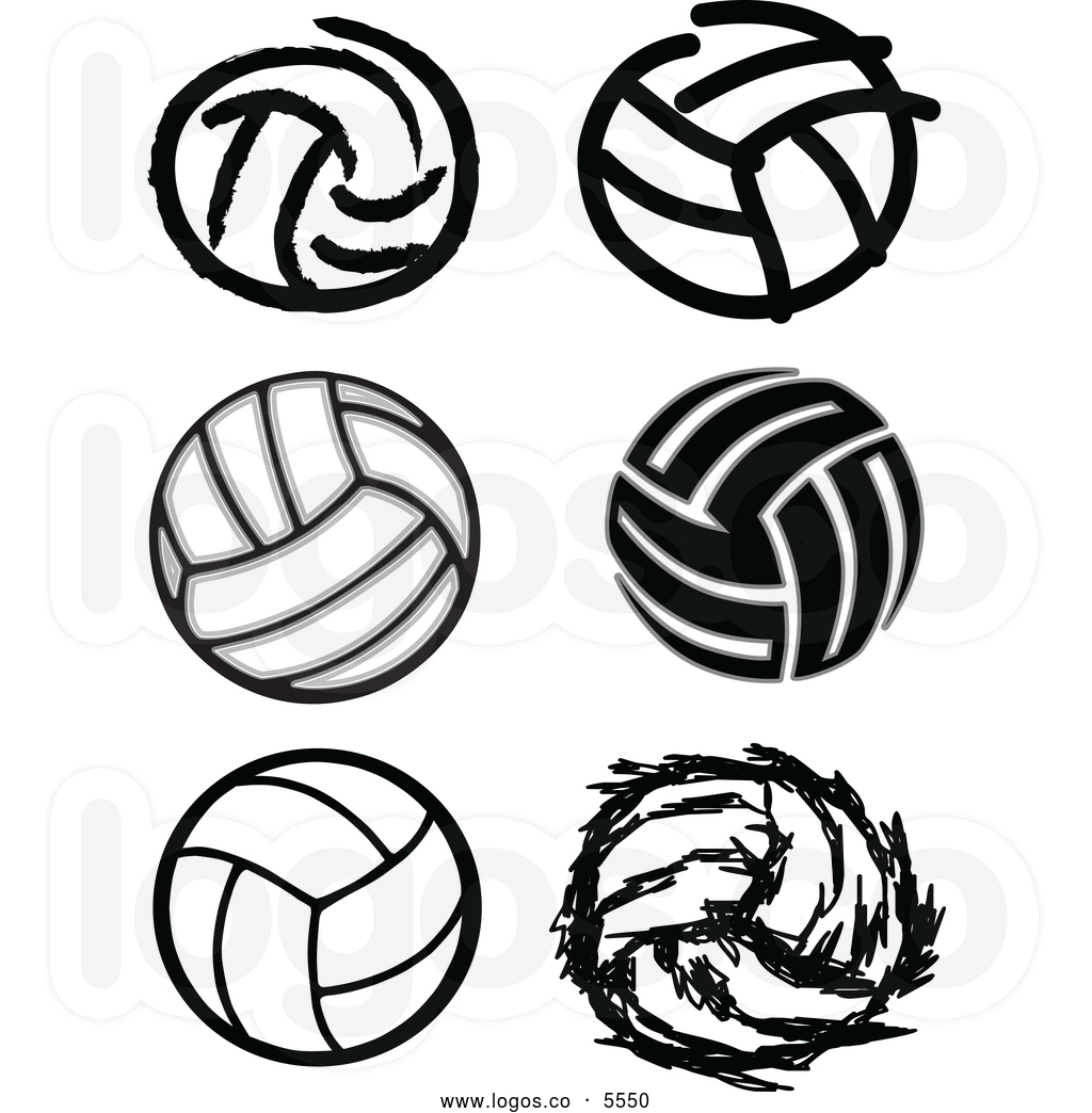 Volleyball Clipart Black And White Royalty Free Vector Of Logos Of