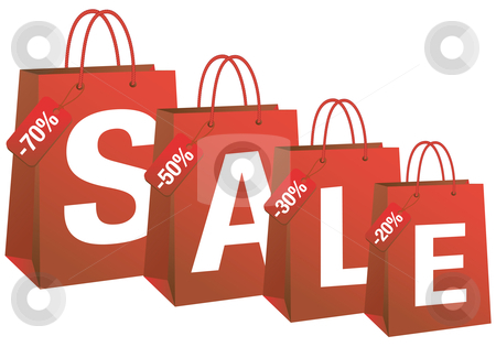 Sale With Red Shopping Bags Vector Stock Vector Clipart Sale With