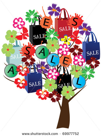 Shopping Sale Clip Art Vector Abstract Tree With Shopping Sale Bags