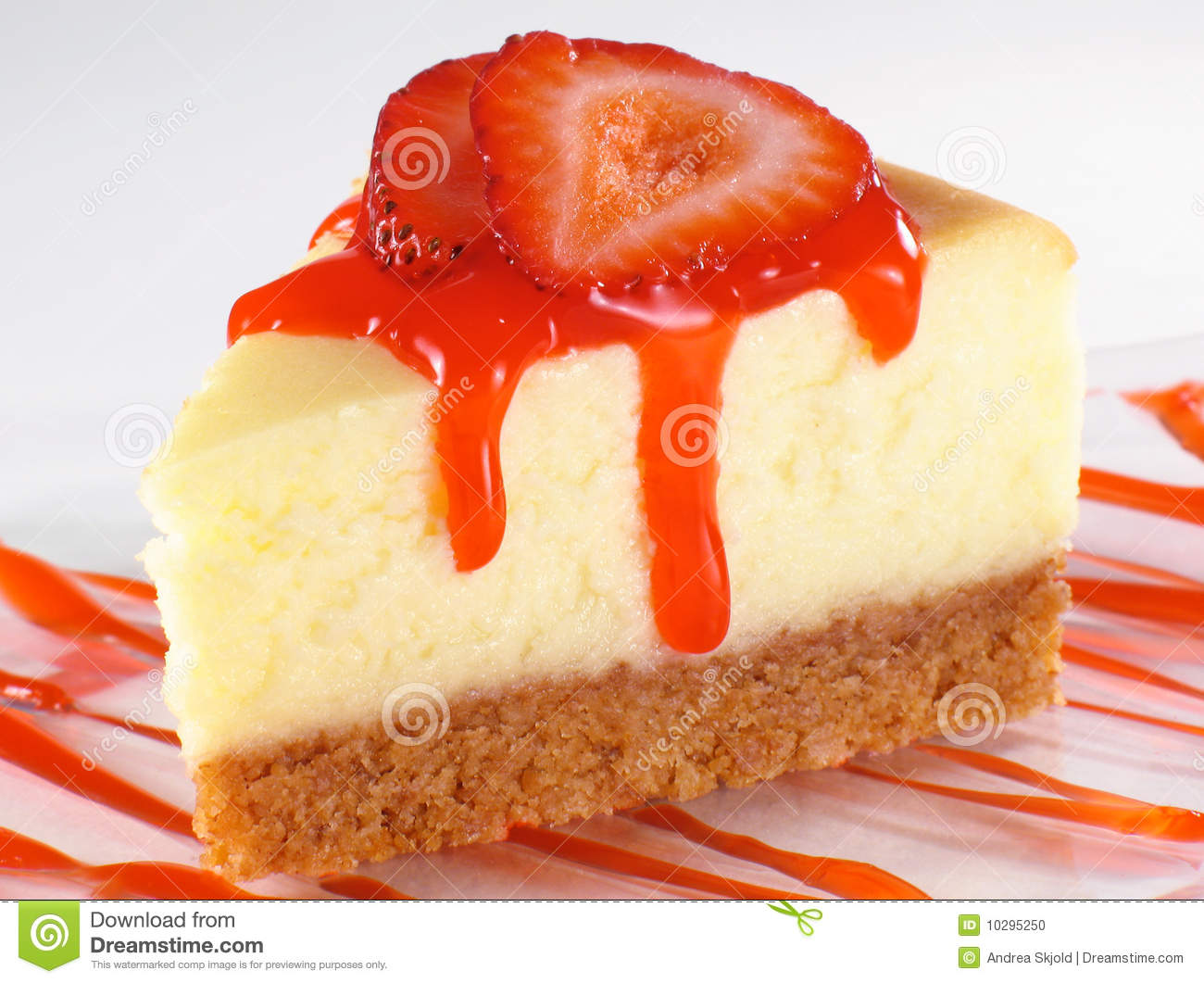 Cheesecake And Strawberry Sauce Stock Photo   Image  10295250