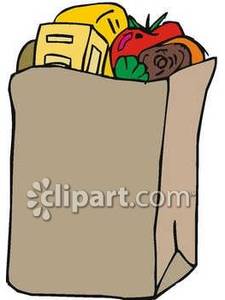 Groceries In A Brown Paper Bag   Royalty Free Clipart Picture