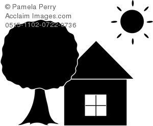 Clip Art Illustration Of A Simple House Or Cottage Silhouette