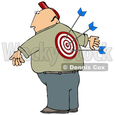 Clipart 13228 Man With A Bullseye And Arrows In His Back Clipart