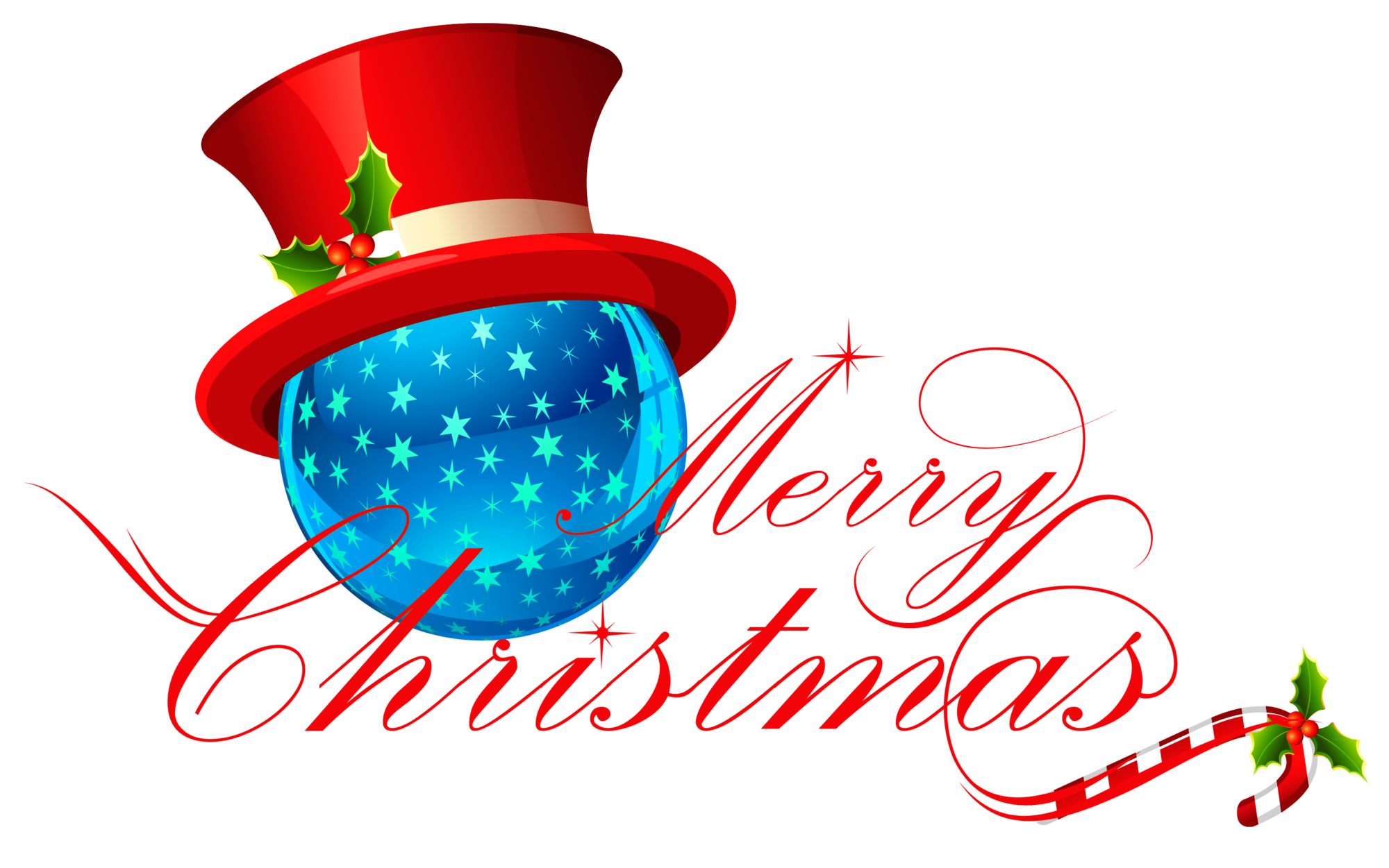 Image   Transparent Merry Christmas With Blue Ornament Clipart Png