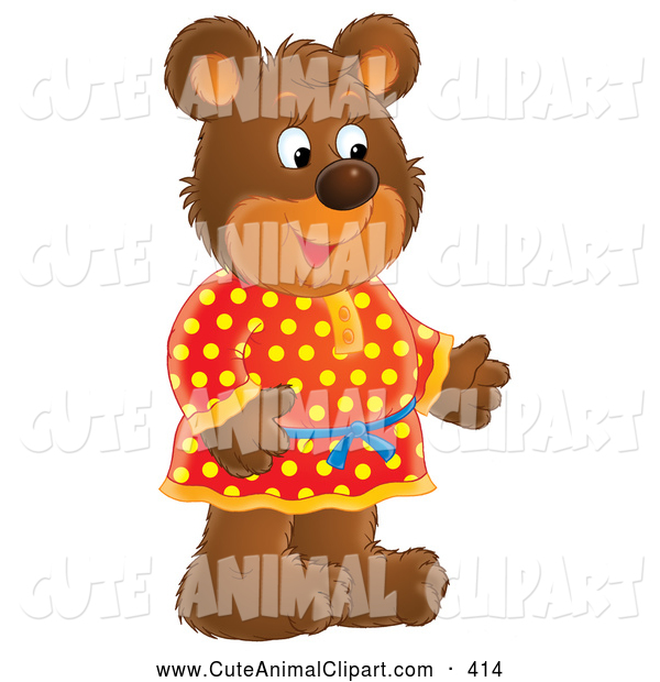 Clip Art Of A Smiling Friendly Bear In Red And Yellow Polka Dog