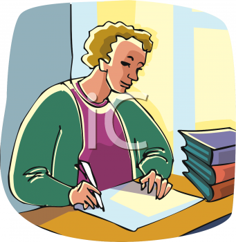 Clip Art Picture Of A Young Girl Studying