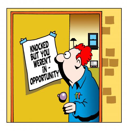 Oppurtunity Knocked  Medium  By Toons Tagged Opportunityknocking