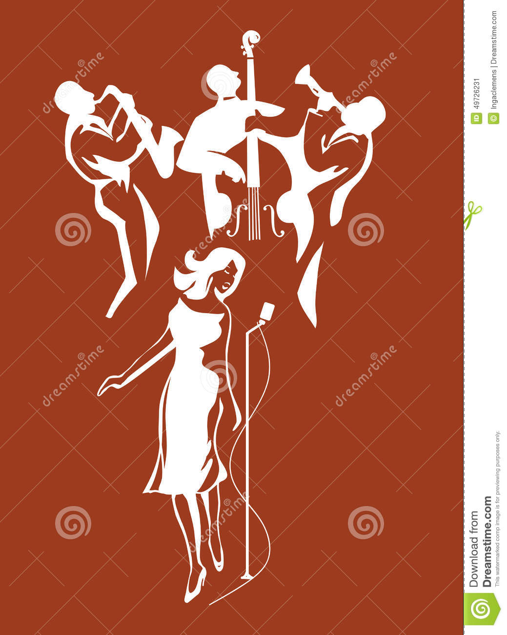 Female Jazz Singer With Jazz Band Graphics