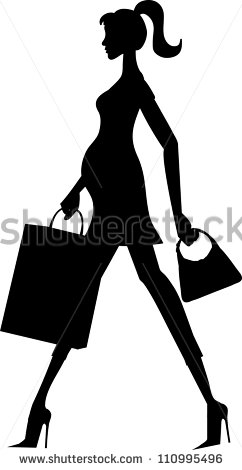 Clip Art Illustration Of A Silhouette Of A Skinny Pregnant Woman With